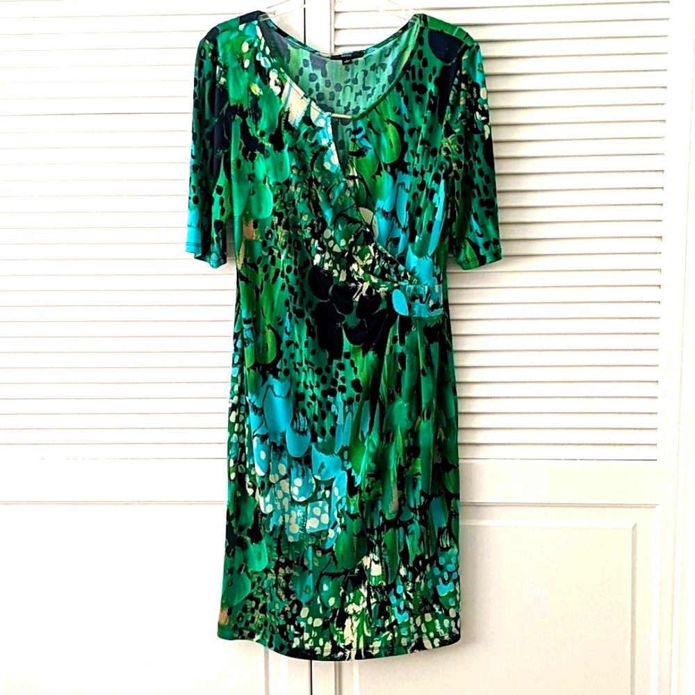 MSK wrap look dress with keyhole neck